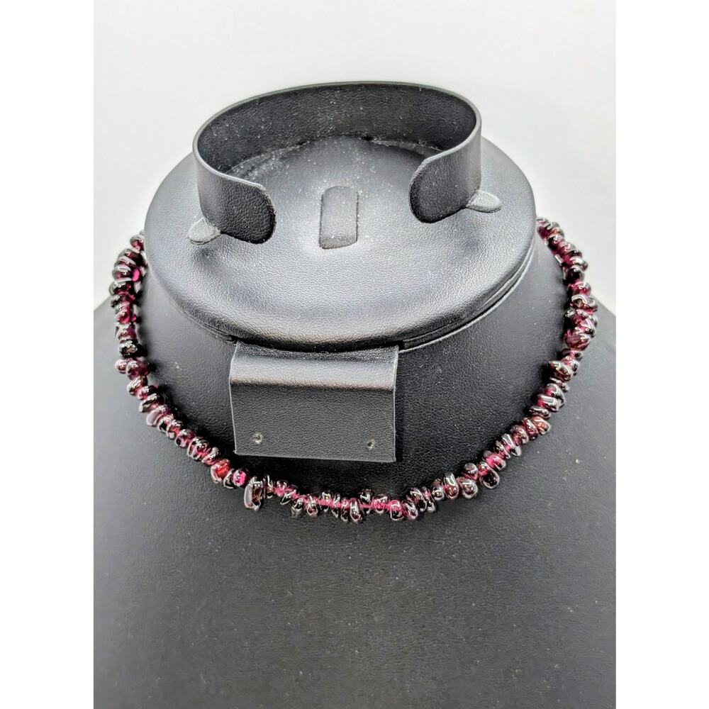 Vintage Purple Garnet Chip 14" Choker Barrel Clasp Necklace